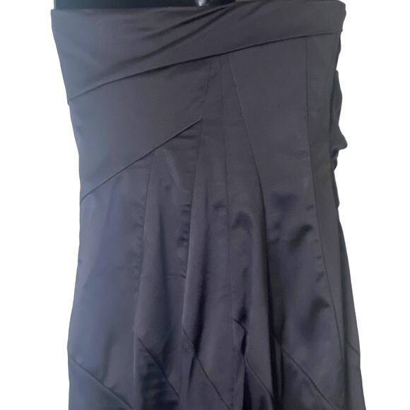 Karen Millen Black Silk One Shoulder Pleated Handkerchief Skirt Cocktail Dress - Picture 6 of 8